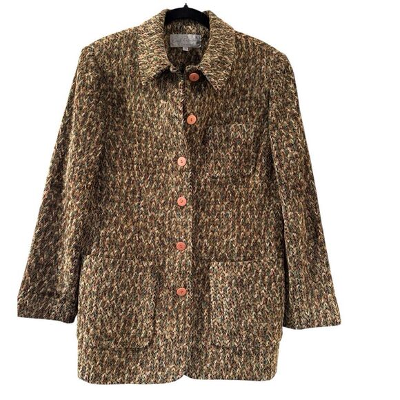 Emil Rutenberg Women's Herringbone Tweed Button Front Jacket Multicolor Medium - Picture 1 of 9